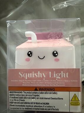 Pink Decorative Box with Printed Label squishy milk, carton, light pink